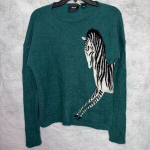 Maeve Anthropologie Sweater Womens M Green Zebra Cashmere Pullover Long Sleeve